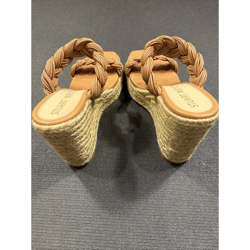 NWOB Stuart Weitzman Braida Leather Espadrille Wedge Sandal size 8.5